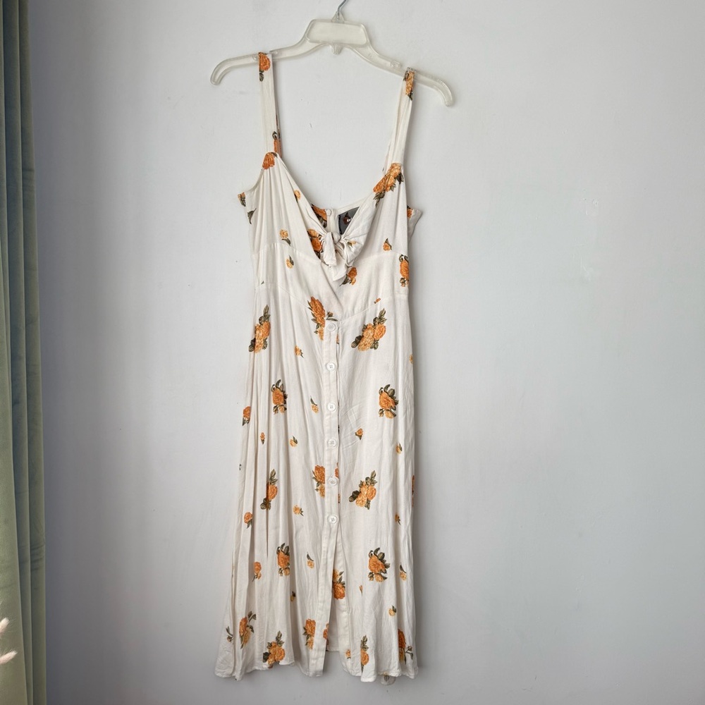 Reformation Frankfort White Yellow Floral Button Front Midi Dress 8 - Picture 4 of 7